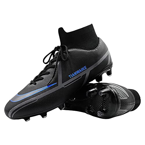 Herren Professionelle Fussballschuhe In/Outdoor Football Schuhe Sportliche Fußballschuhe Frauen Fußball Trainingsschuhe (schwarz 37) von TIANWAIKE