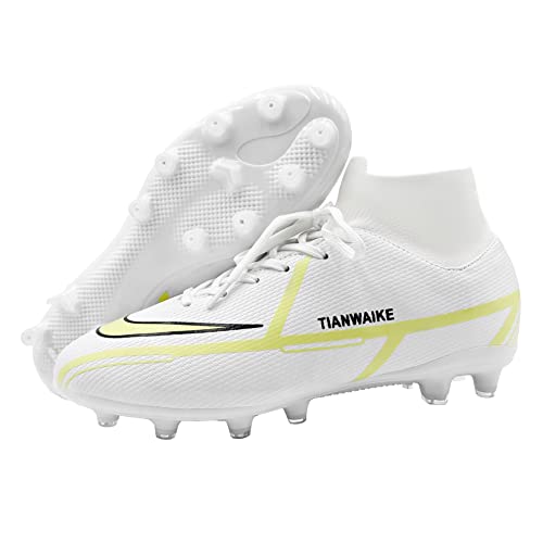 Herren Professionelle Fussballschuhe In/Outdoor Football Schuhe Sportliche Fußballschuhe Frauen Fußball Trainingsschuhe (weiß 40) von TIANWAIKE