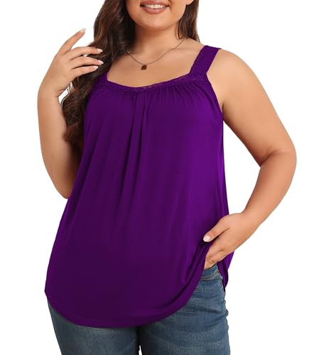 TIANZHU Sommer Outfits für Frauen Ärmellose Damen Tank Tops Plus Größe Loose Fit Shirt Fließende Lässige Tank Tops für Frauen Strand Tunika Kleidung Trendy 2025 Violett 3XL TIANZHU Sommer Outfits für Frauen Ärmellose Damen Tank Tops Plus Größe Loose Fit Shirt Fließende Lässige Tank Tops für Frauen Strand Tunika Kleidung Trendy 2025 Violett 3XL von TIANZHU