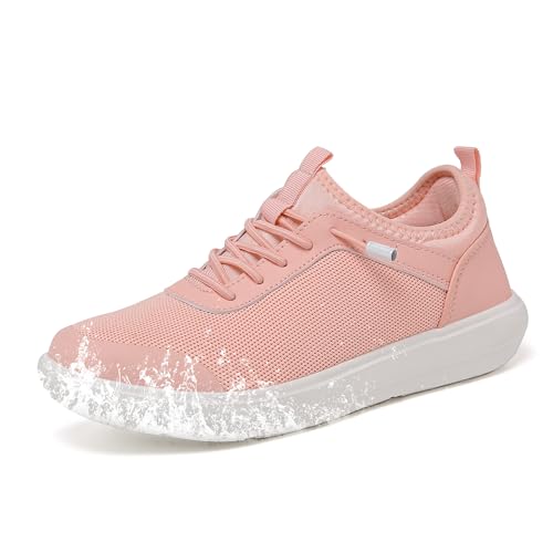 TIAROOTT Damen Sneaker Slip On Walkingschuhe Leichte Laufschuhe Spritzwassergeschützt Outdoor Turnschuhe Gym Bequem Atmungsaktiv Freizeitschuhe Fitness Sporthalle Nurse Schuhe, Rosa, Gr.36 von TIAROOTT