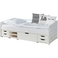 TiCAA Sofabett Micki Buche weiß mit 4 Funktionsschubladen von TICAA