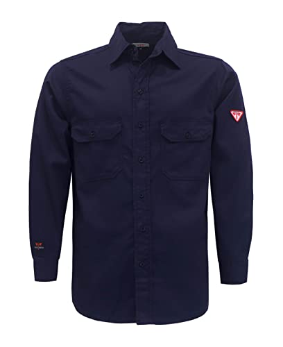 TICOMELA FR Shirts für Herren, schwer entflammbar, CAT2, leicht, 184 g, feuerhemmend, Herren-Schweißhemd, Marineblau, 4X-Groß von TICOMELA