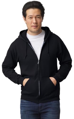 TICTEX Unisex Kapuzensweatjacke by Gildan | Heavy Blend Fleecejacke für Herren und Damen | Sweatjacke S-5XL mit Kapuze und Reißverschluss | Leichte Sommerjacke in vielen Farben | Black, XL TICTEX Unisex Kapuzensweatjacke by Gildan | Heavy Blend Fleecejacke für Herren und Damen | Sweatjacke S-5XL mit Kapuze und Reißverschluss | Leichte Sommerjacke in vielen Farben | Black, XL von TICTEX