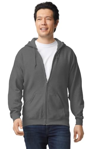 TICTEX Unisex Kapuzensweatjacke by Gildan | Heavy Blend Fleecejacke für Herren und Damen | Sweatjacke S-5XL mit Kapuze und Reißverschluss | Leichte Sommerjacke in vielen Farben | Dark Heather, S TICTEX Unisex Kapuzensweatjacke by Gildan | Heavy Blend Fleecejacke für Herren und Damen | Sweatjacke S-5XL mit Kapuze und Reißverschluss | Leichte Sommerjacke in vielen Farben | Dark Heather, S von TICTEX