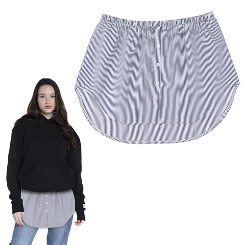 TIESOME Hemdverlängerung Extender Damen, Damen Blusenrock Rock mit Knöpfen für Perfekte Schichtungen in verschiedenen Größen und Längen Verstellbarer Minirock Saum Modetragen(lue stripes) von TIESOME