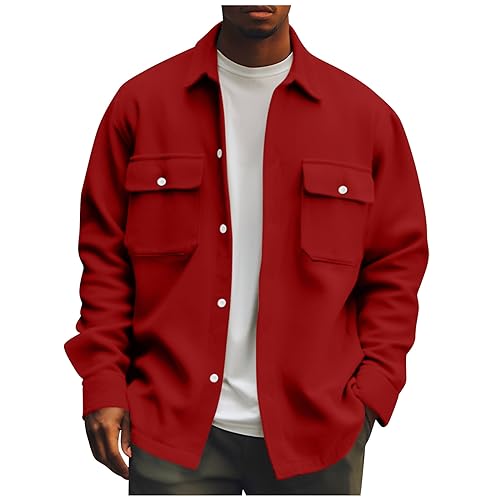 TIMELYE Cord Hemd Herren Herbst Hemdjacke Oversize Karohemd Herren Leicht Karohemd Leichte Arbeitshemd Flanellhemd Herren Fleece Flanellhemd Winter Herren Hemd Langarm von TIMELYE