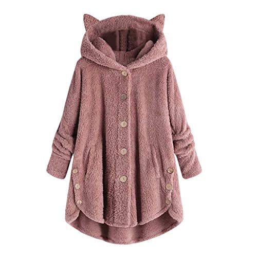 TIMELYE Damen Teddy-Fleece Mantel Warm Herbst Winter Kapuzenpullover Flauschig Langarm Plüschjacke Sweatshirt mit Kapuze und Taschen von TIMELYE