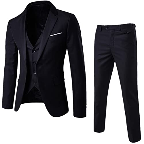 TIMELYE Herren Anzug Schwarz Anzug Herren Anzüge Schwarz Grau Blau Smoking Herrenanzug Anzug Herren Slim Fit 3 Teilig Anzüge Herrenanzug Sakko für Hochzeit Business von TIMELYE