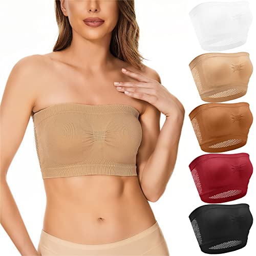3/5 Stück Trägerlose Bandeau BHS für Damen Bralette BH Dehnbar Ungepolstert Nahtloses Bandeau für Frauen Tube Top BH Bequeme BH Damen Ohne Bügel Bralette BH Unsichtbarer BH Strapless Bra (A-Black, M) 3/5 Stück Trägerlose Bandeau BHS für Damen Bralette BH Dehnbar Ungepolstert Nahtloses Bandeau für Frauen Tube Top BH Bequeme BH Damen Ohne Bügel Bralette BH Unsichtbarer BH Strapless Bra (A-Black, M) von TIMIYUYU