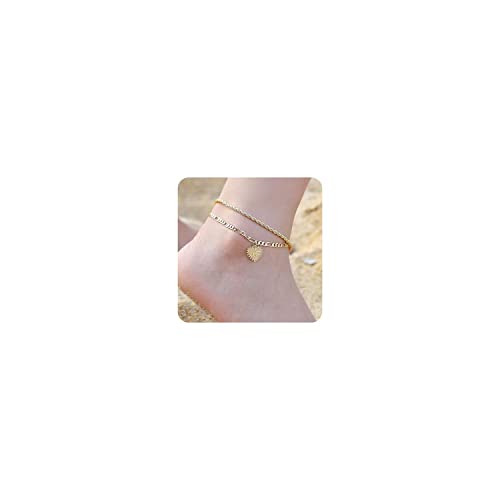 Fußkette Damen Fußkettchen Gold, 14k Vergoldet Doppelte Buchstaben K Fußkettchen für Damen Verstellbar Stabil Sommer Fusskettchen Dankeschön Personalisierte Geschenke für Frauen Bsete Freundin Mädchen von TINGN