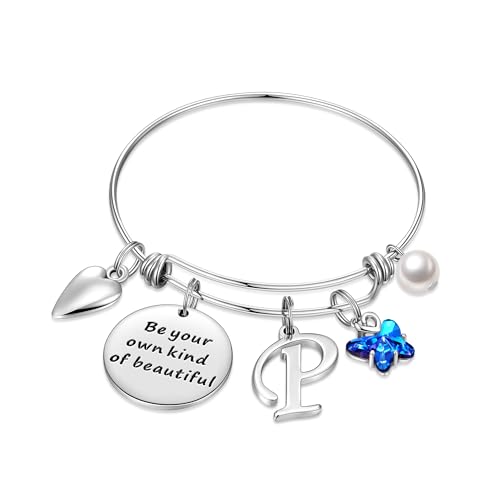 TINGN Armbänder Damen Silber Charm Armband Damen Mädchen, Schmetterlings Armband Initiale P Armband Buchstaben Armbänder Mädchen Silber Schmuck Personalisierte Geschenke für Frauen Teenager Mädchen von TINGN