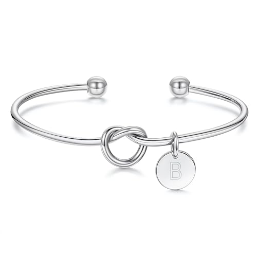 TINGN Armband Damen Mädchen Silber, Bettlerarmbänder Armbänder mit B Buchstaben Anhänger Damen Charm Bracelet Armband Personalisierte Geschenke Geburtstag für Frauen Mädchen Freundin von TINGN