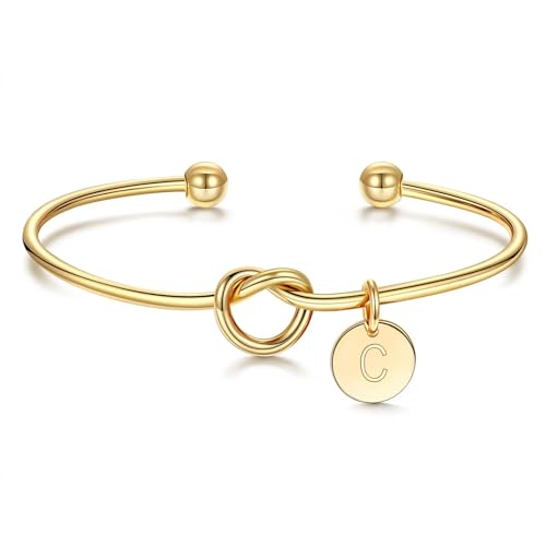 TINGN Armband Gold Damen Mädchen, 14K Vergoldet Armbänder C Buchsstaben Damen Armband Gold Personalisiert Set Schmuck Personalisierte Jugendweihe Geschenke für Frauen Mädchen Nichte Enkelin Tochter von TINGN