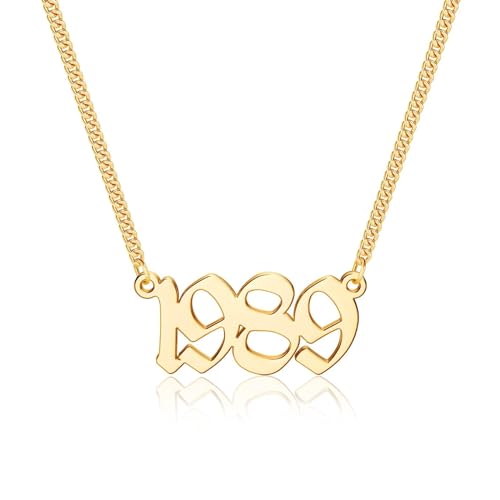 TINGN Geburtsjahr Halskette für Frauen, Gold 1989 Halskette Geburtsjahr Nummer Anhänger Halskette für Frauen Teenager Mädchen Jungen Geburtstag Geschenke von TINGN