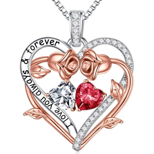 TINGN Geschenke für Frauen - Jahrestag Geschenk für Sie, Hochzeitstag Geschenke für Frauen, Geschenke für Frau, Geschenk Freundin Geburtstag, Muttertag Geschenk, April Halskette Silber 925 Schmuck von TINGN