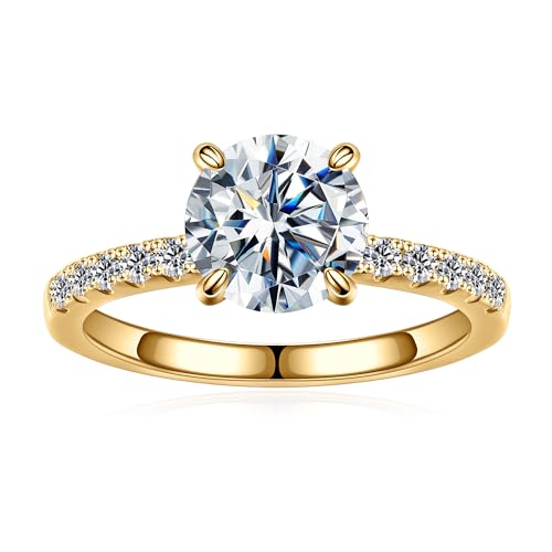 TINGN Gold Ringe Frauen - Verlobungsring Damen 925 Sterling Silber Ring Damen Silberringe Eheringe Ringe Frauen Valentinstag Muttertag Hochzeit Geschenke für Freundin Moissanite Verlobungsring Damen von TINGN