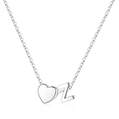 TINGN HalsKette Damen Kette Herz Sterling Silber, Herz Buchstabe Z Halskette S925 Sterling Silber Anhänger Halskette Zierliche Herz Halsketten Schmuck für Mädchen Weihnachten Geburtstagsgeschenke von TINGN