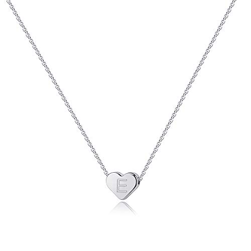 TINGN Kette Mädchen Silber Kette, Kette Silber Herz Damen Buchstaben Kette Mädchen Initial Halskette Schmuck Damen Herz Intiale E Kette mit Buchstaben Personalisierte Kette Teenager Mädchen Geschenke von TINGN