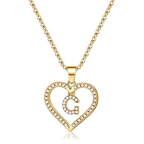 TINGN Herz Kette Damen Mädchen mit Buchstaben, 14K Vergoldet G Buchstaben Kette Gold Halskette Damen Kette Herz Initial Anhänger Personalisierte Jugendweihe Geschenke für sie Frauen Freundin Mädchen von TINGN