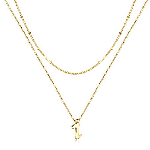 TINGN Initiale Halskette Damen Gold, 14 Karat Schichtung Buchstaben Kette Damen Gold Teenager Mädchen Halskette mit Buchstaben Mädchen Halskette für Teenager Mädchen Schmuck für Mädchen Geschenke (I) von TINGN