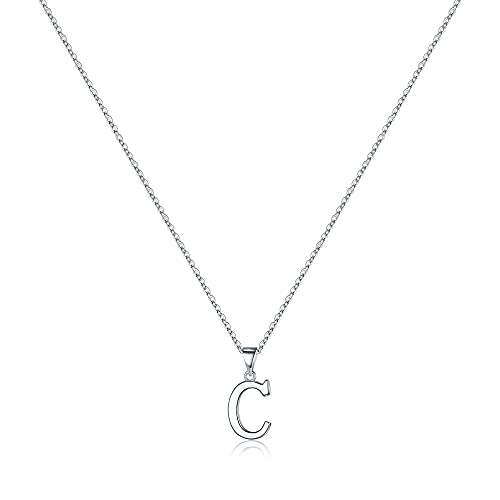 TINGN Kette mit Buchstaben Silber Kette Damen, Hypoallergene Initialen Halskette Buchstabe C Kette Initialen Anhänger S925 Sterling Silber Kette Damen Initialen Halskette Schmuck Geschenke für Frauen von TINGN