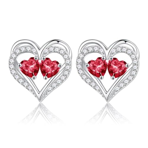 TINGN Muttertag Geschenk - Ohrringe für Damen Silber 925 Stecker Geburtsstein Ohrstecker Schmuck Valentinstag Muttertag Weihnachten Jahrestag Geburtstags Geschenk für Frauen Sie Freundin Ehefrau von TINGN