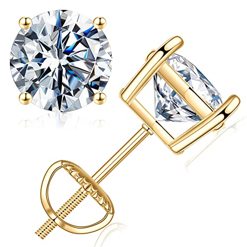 TINGN Ohrringe Ohrstecker Silber 925-18K Gold Vergoldet Medizinische Ohrstecker Goldene Ohrringe Damen Moissanite Ohrringe Teenager Mädchen Modeschmuck für Frauen Mädchen Mütter Freundin Geschenke von TINGN