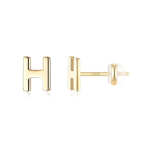 TINGN Ohrstecker Ohrringe Silber 925 Mädchen Damen, Anfangsbuchstaben H Medizinische Ohrstecker Gold Schmuck Frauen Mädchen Geburtstag Muttertag Weihnachten Personalisierte Jugendweihe Geschenke von TINGN