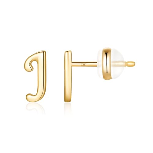 TINGN Ohrstecker Ohrringe Silber 925 Mädchen Damen, Initial J Kleine Ohrstecker Gold Ohrschmuck für Tochter Kind Geburtstagsgeschenk für Enkelin Nichte Kinder von TINGN