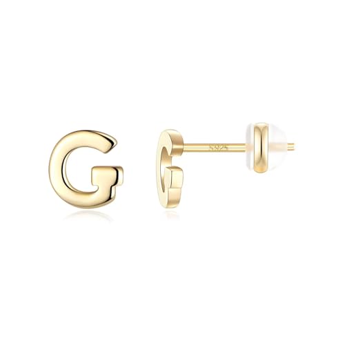 TINGN Ohrstecker Ohrringe Silber 925 Mädchen Damen, Medizinische Ohrstecker Gold Buchstaben G Modeschmuck für Enkelin Nichte Tochter Schwester Kleine Geschenke für Frauen Herren von TINGN