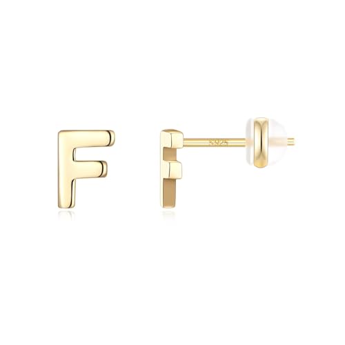 TINGN Ohrstecker Silber 925 Gold Mädchen Damen, F Buchstaben Ohrringe Medizinische Ohrstecker Schmuck Geburtstagsgeschenke Muttertagsgeschenk für Frauen Mädchen Tochter von TINGN