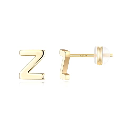 TINGN Ohrstecker Silber 925 Gold Mädchen Damen, Z Buchstaben Ohrringe Medizinische Ohrstecker Schmuck Geburtstagsgeschenke Muttertagsgeschenk für Frauen Mädchen Tochter von TINGN