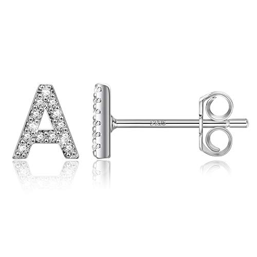 TINGN P Initial Ohrringe für Mädchen, kleine Buchstaben Ohrstecker für Mädchen, Weißgold plattiert Alphabet Ohrringe Cubic Zirkonia Initial Ohrstecker für Frauen Mädchen von TINGN