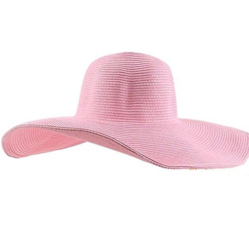 TININNA Damen Frauen Elegant Wide Rand Sonnenhut Strohhut Strandhut Sommerhut Sommer Hut Sonnenhuete Strand Kappe Sandstrand Sonnenhüte rosa EINWEG Verpackung von TININNA