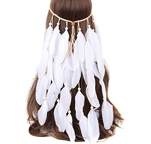 TININNA Indian Headdress Hippie Boho Quaste Pfau Feder Bohemian Stirnband Hochzeit Party Kopfbedeckung Haarzubehör 3 von TININNA