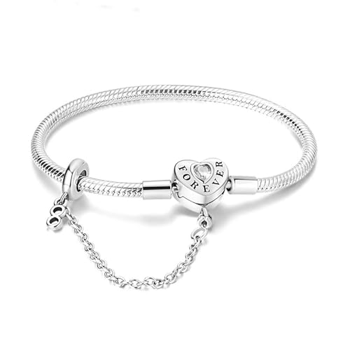 TINSLO Damen Armband 925 Sterling Silber, Armbänder mit Herz Verschluss Moments Schlangen Gliederarmband Armkette Valentinstag Muttertag Geburtstags Weihnachten Geschenk für Frauen Freundin Mama von TINSLO