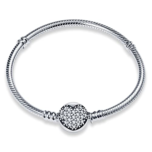 TINSLO Damen Armband 925 Sterling Silber, Armbänder mit Herz Verschluss Moments Schlangen Gliederarmband Armkette Valentinstag Muttertag Geburtstags Weihnachten Geschenk für Frauen Freundin Mama von TINSLO