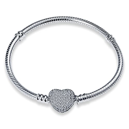 TINSLO Damen Armband 925 Sterling Silber, Armbänder mit Herz Verschluss Moments Schlangen Gliederarmband Armkette Valentinstag Muttertag Geburtstags Weihnachten Geschenk für Frauen Freundin Mama von TINSLO