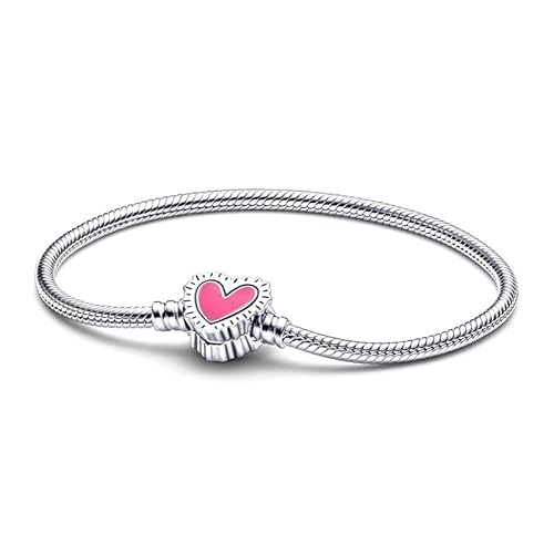 TINSLO Damen Armband 925 Sterling Silber, Armbänder mit Herz Verschluss Moments Schlangen Gliederarmband Armkette Valentinstag Muttertag Geburtstags Weihnachten Geschenk für Frauen Freundin Mama von TINSLO