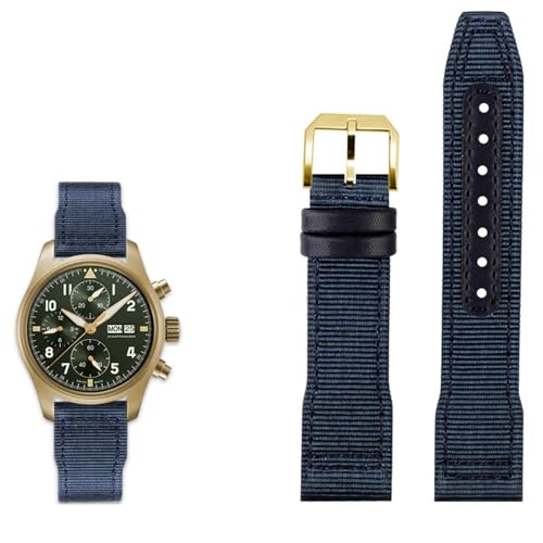 TINTAG Nylon-Lederarmband, 20 mm, 21 mm, 22 mm, passend für IWC Le Petit Prince Big Pilot Top Gun IW3777, schwarzes Sport-Leinenarmband, 20 mm, Achat von TINTAG