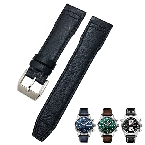 TINTAG Uhrenarmband aus Rindsleder, 20 mm, 21 mm, geeignet für IWC-Pilotenuhren, Portugieser-Armbänder Mark 18, weiches blaues Armband, 21 mm, Achat von TINTAG