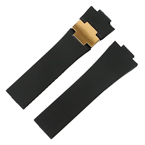 TINTAG Uhrenarmband aus Silikon für Ulysse-Nardin Marine, wasserdichtes Gummi-Uhrenarmband, Sport, 25 x 12 mm, Herrenuhren, Sport, Schwarzes Rotgoldband, 25*12mm von TINTAG