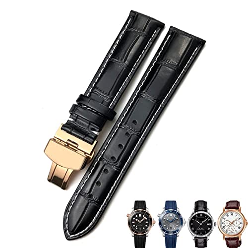 TINTAG Uhrenarmband aus echtem Rindsleder, 18 mm, 20 mm, 22 mm, Schmetterlingsverschluss, geeignet für Omega Seamaster 300 Armband, 18 mm, Achat von TINTAG