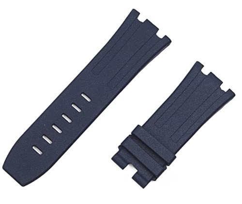 TINTAG Uhrenarmband aus natürlichem Fluorkautschuk, 28 mm, Uhrenarmband für AP-Armband für Audemars und Piguet Gürtel 15703 15710 15706 (Farbe: blaues Armband, Größe: 28 mm schwarze Schnalle) von TINTAG