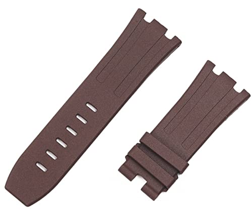 TINTAG Uhrenarmband aus natürlichem Fluorkautschuk, 28 mm, Uhrenarmband für AP-Armband für Audemars und Piguet Gürtel 15703 15710 15706 (Farbe: braunes Armband, Größe: 28 mm goldene Schnalle) von TINTAG