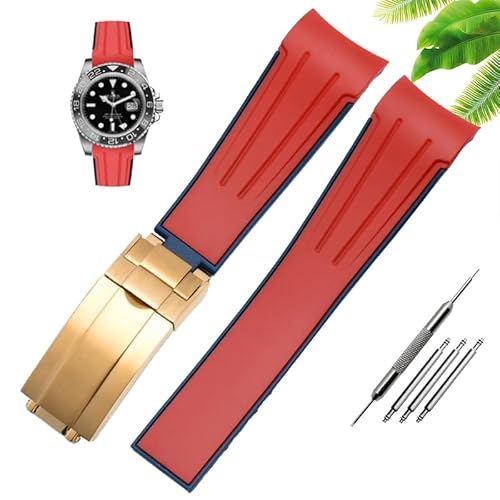 TINTAG Wasserdichtes Gummi-Silikon-Armband für Herren, 20 mm, 22 mm, Klappschnalle, Uhrenzubehör, 20 mm, Achat von TINTAG