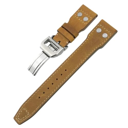 TIOYW Nieten-Uhrenarmband aus echtem Leder, 20 mm, 21 mm, 22 mm, passend für IWC Big Pilot IW377714 Spitfire Top Gun, braunes Rindslederband, 22 mm, Achat von TIOYW