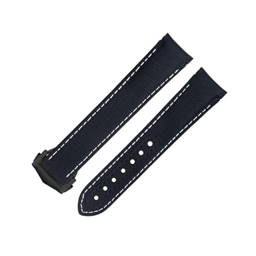 TIOYW Uhrenarmband für Omega AT150 Seamaster 300 Planet Ocean De Ville Speedmaster Uhrenarmband mit gebogenem Ende, 20 mm, Schwarz / Weiß, 20 mm, Achat von TIOYW