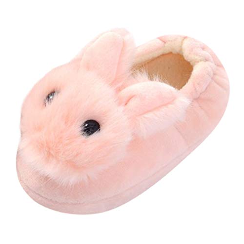 TIREOW Kleinkind Kinder Baby Karikatur Kaninchen Winter Warm Kuschelig Rutschfest Mit Süß Häschen Warme Schuhe Jungen Mädchen Niedliche Häschen Flauschige Rutschen Pelzige Pantoffeln (Pink, 32) von Toysmith