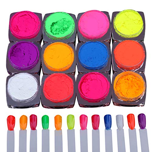 TIREOW Neon Colors Pigment Nail Polish Powder Dust Nail Glitter Gradient Glitter Iridescent Acrylic Nail Brush von Toysmith